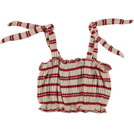 VALENTINA RED STRIPED TRICOT TOP